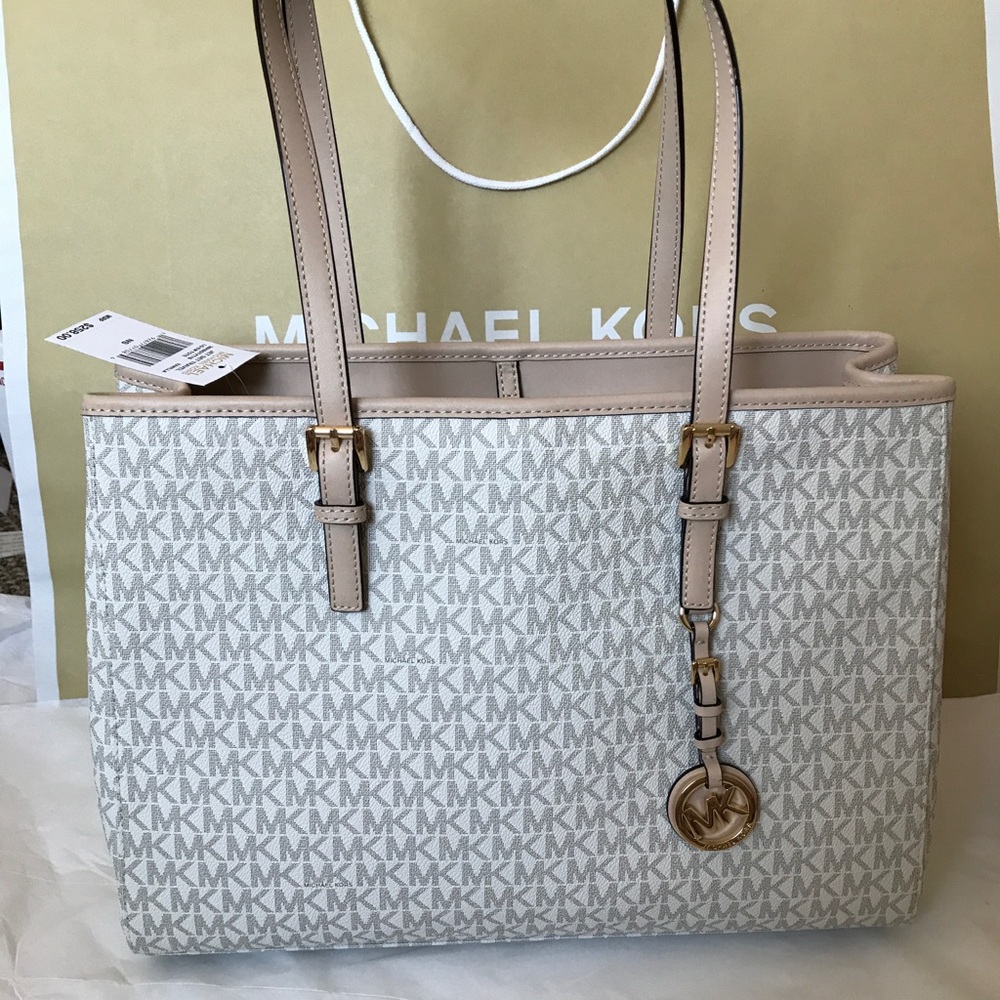 Michael Kors Beige and Cream Tote Bag